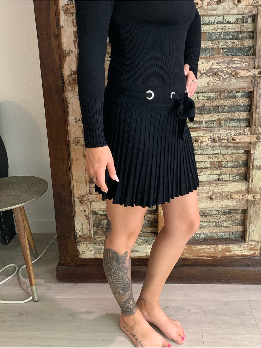 VENUS Black Turtleneck Long Sleeve Knit Dress Drop Waist, VTG Y2K Coquette, S - Picture 13 of 13